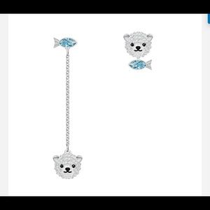Swarovski asymmetrical polar bear earrings
